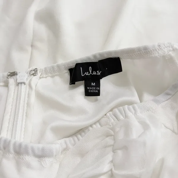 Lulus Elegant Eternity White Mesh Ruched Off-the-Shoulder Mini Dress size M NWOT - Image 5