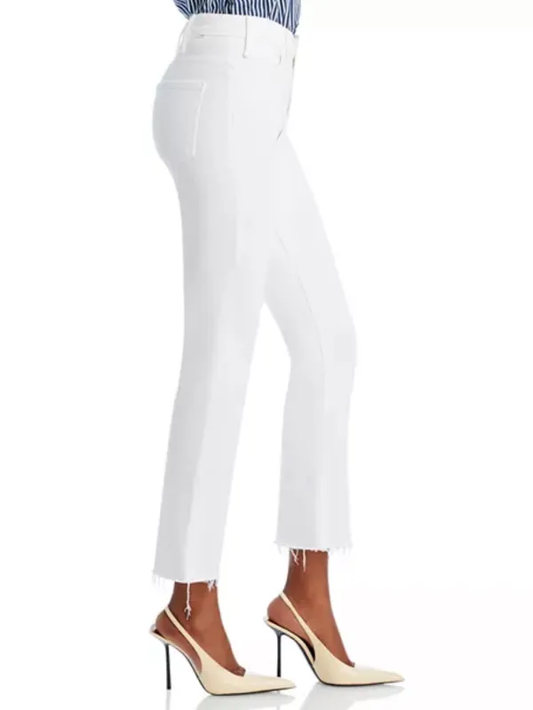 Mother The Hustler Ankle Fray High-Rise White Cropped Flare Jeans - Image 4