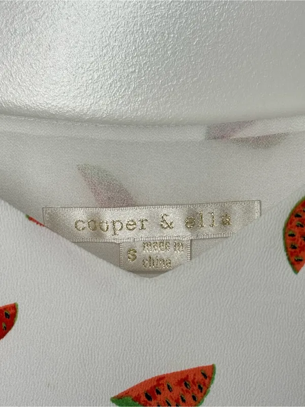 Cooper & Ella Jessica Watermelon Ruffled Dress White Red Print Size S - Image 5