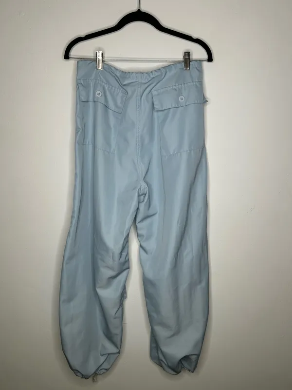 Edikted Rian Oversized Low Rise Light Blue Nylon Cargo Pants - Image 8
