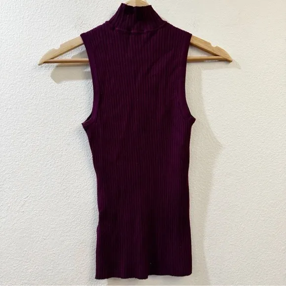 Madewell Ribbed Mock-neck‎ Sweater Tank in Wine Size Small - Image 6