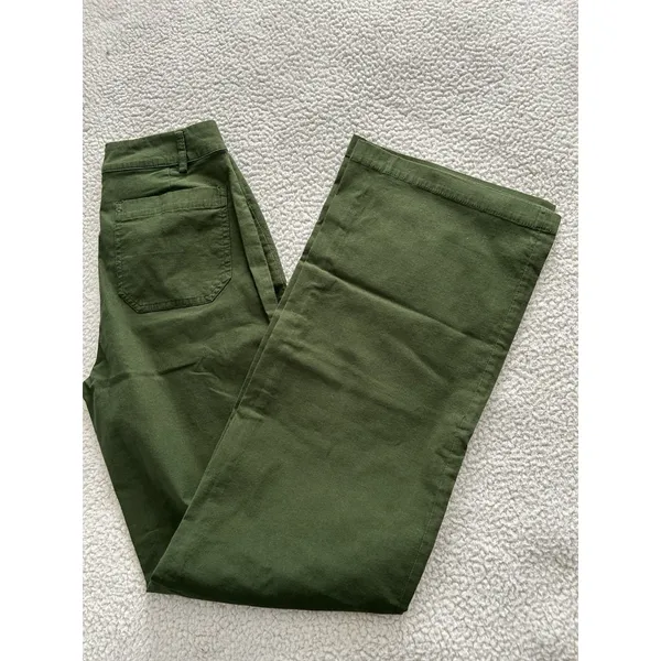 J.Crew $118 Lizzie High Rise Patch Pocket Wide Leg Pant Pine Green Size 24T - Image 13