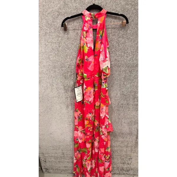 Adrianna Papell Women Dress 6 Pink Multi Mermaid Floral Ruffle Gown - Image 6