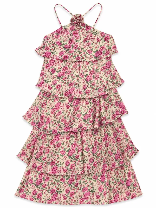 Vero Moda Felicia Halter Maxi Dress L Pink Floral Autumn Wedding Guest - Image 2