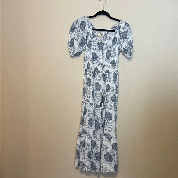 Bombay Paisley Blue Floral Tiered Midi Dress Size Medium‎ - Image 3