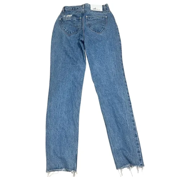Oh Polly Women's Distressed Straight Leg Jeans Blue Size 2 Standard Mid Rise Casual Denim - Image 2