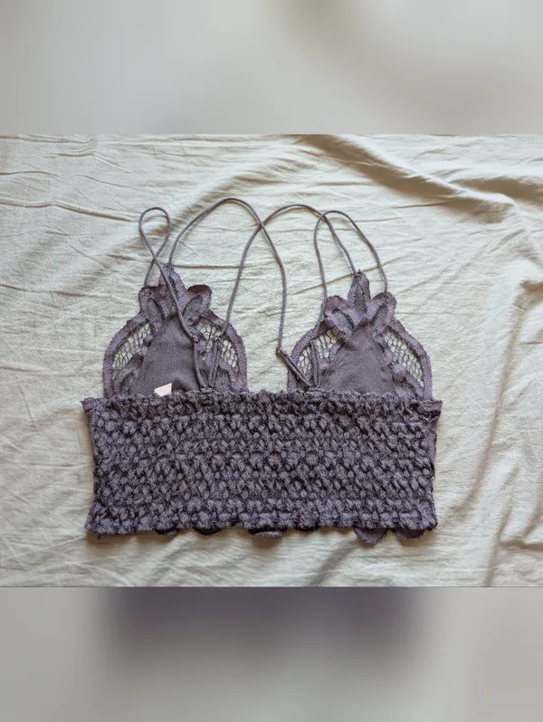Free People Adella Lace Bralette XSmall Grey/Purple - Image 2