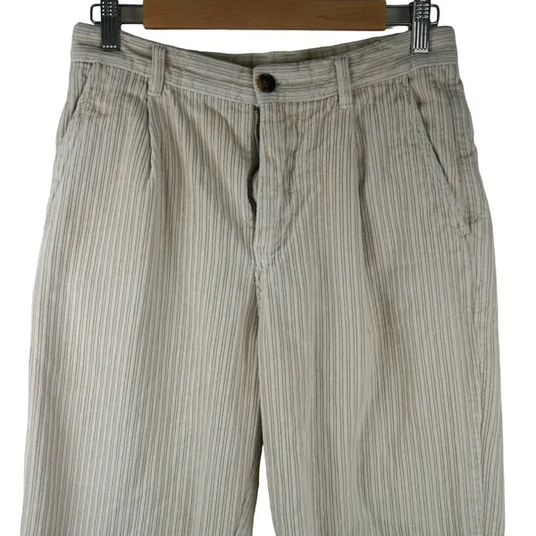Zara Corduroy Pants Women Size 29 Tan Striped Pleated High Rise Tapered Casual - Image 3
