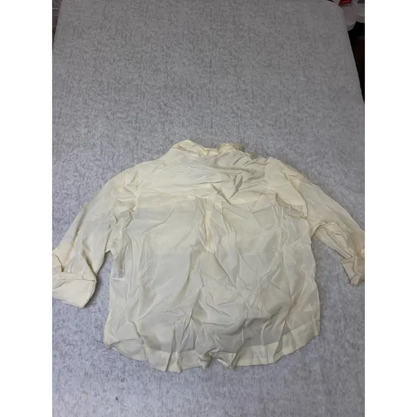 A New Day Womens Cream Button Down Utility Shirt Long Sleeve Roll Tab Size M.. - Image 3