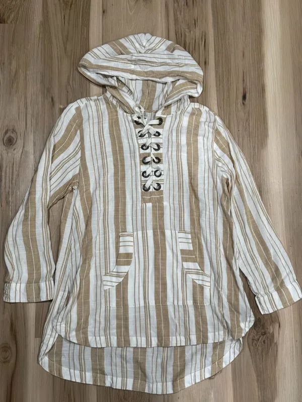 L*Space Striped Lightweight Lace Up Cover Up Women’s Small - Image 2