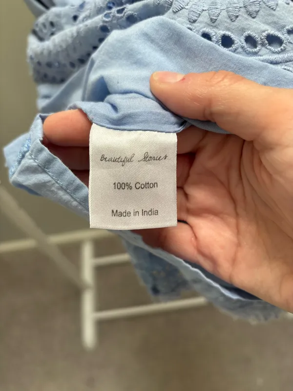 Beautiful Stories....Light Blue Eyelet Cap-Sleeve Blouse - Image 7