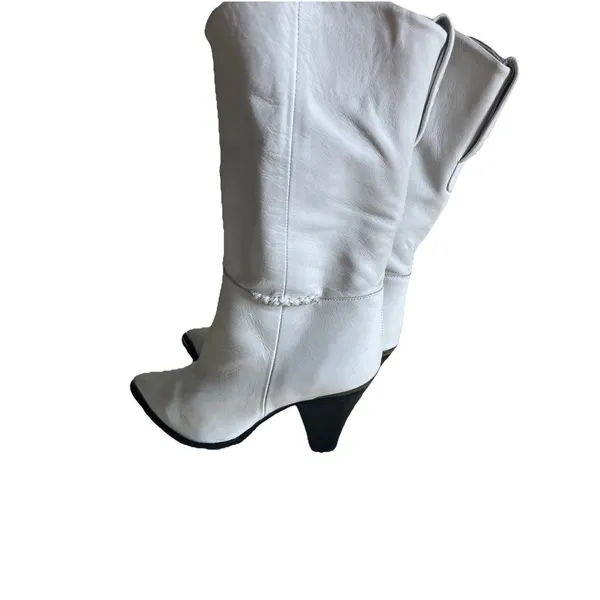 FREE PEOPLE Sz 10 /41 STEVIE MID BOOT IN WHITE Leather - Image 4