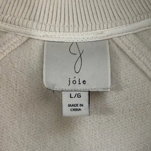 Joie Cream Textured‎ Full Zip Bomber Jacket Off White Luxury Knit Coat Large NWT - Image 3