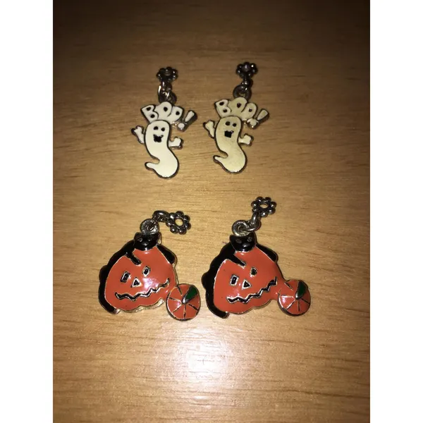 Bundle 2 Vintage Halloween Earrings Ghosts & Pumpkins Craft Project No Backings - Image 2