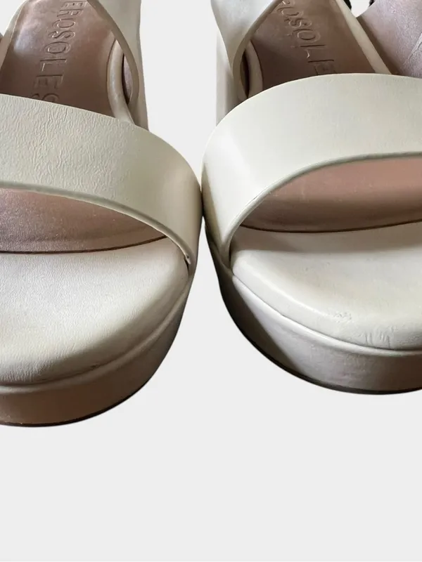 Aerosoles Camera Platform Sandals Size 10 Eggshell Leather Block Heel - Image 8