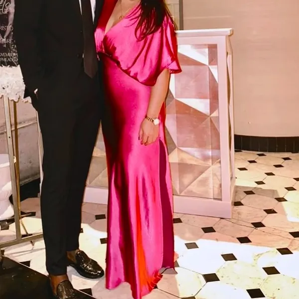 Dress Forum Magenta Satin Maxi Dress - Image 3