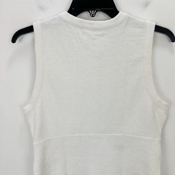 Madewell Split Crewneck Cardigan Tank Lighthouse Beige Knit Vest Cropped S NWT - Image 9