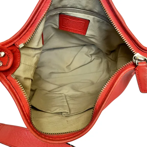 Coach Legacy Carnelian Leather Duffel #19889 - Coral Red Bucket Shoulder Bag - Image 4