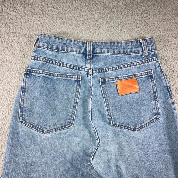 High Waist Straight Leg Jeans Women 25x28.5 Blue Retro Y2K Indie Released Hem - Image 3