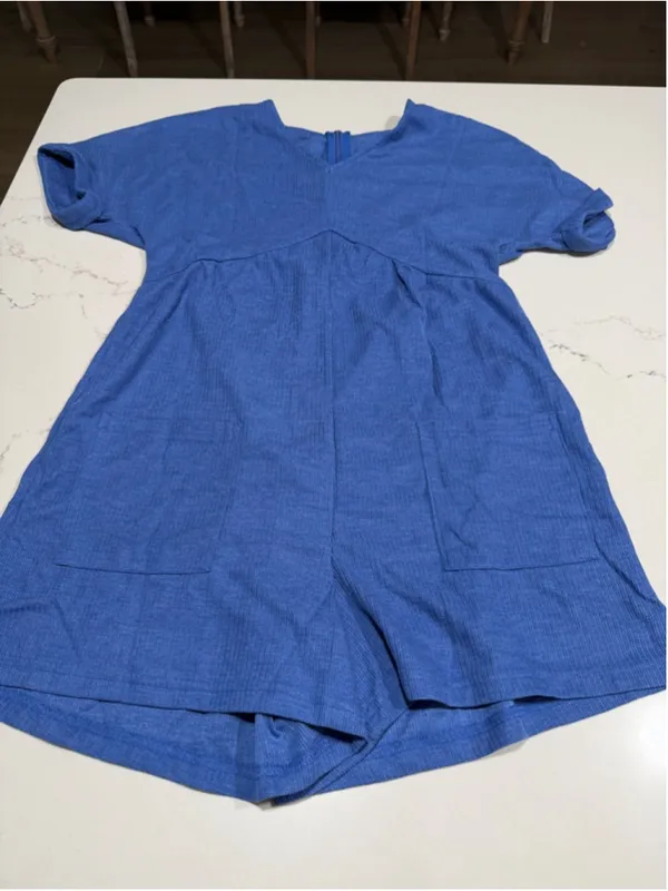 NEW Soft Casual Short Sleeve V Neck Zipper Short Romper M - Image 4