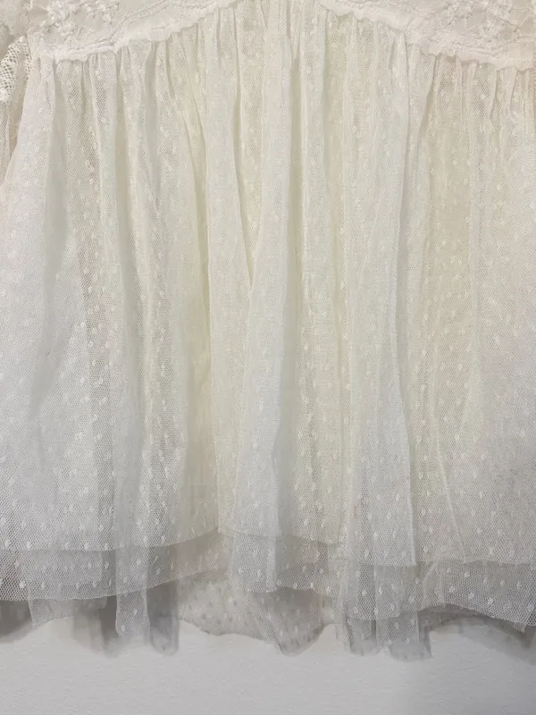 Free People Boho Floral Lace True Candy Top Size XS White Mesh Sheer Festival - Image 7