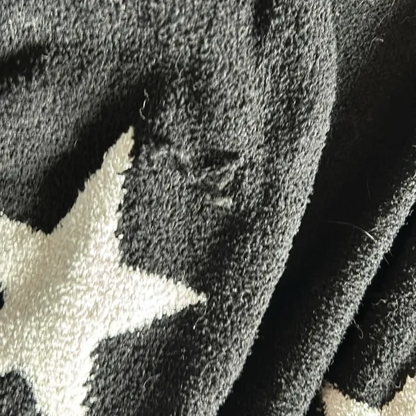 Star print fuzzy open midi cardigan Black - Image 2