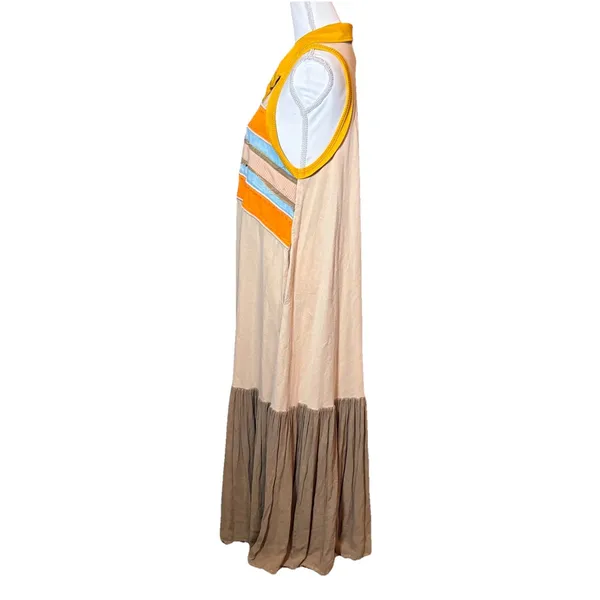 R2 The Red Raccoon Colorblock Maxi Dress Small‎ Sleeveless Boho Tiered - Image 5