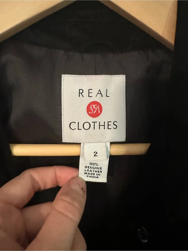 Real Clothes genuine suede leather trench coat black 2 - Image 4
