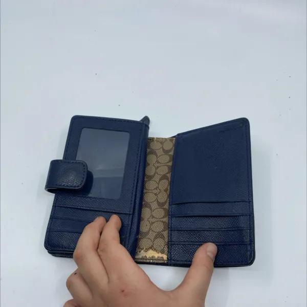 Coach Small Snap Navy Pebbled Leather Wallet - Image 5