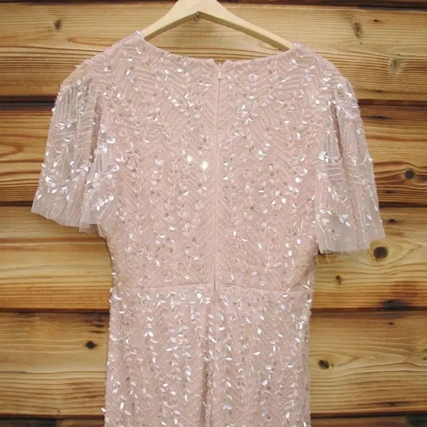 Mac Duggal 35109 Pink Embellished Flutter Sleeve Gown Dress MOB $698 - Image 12