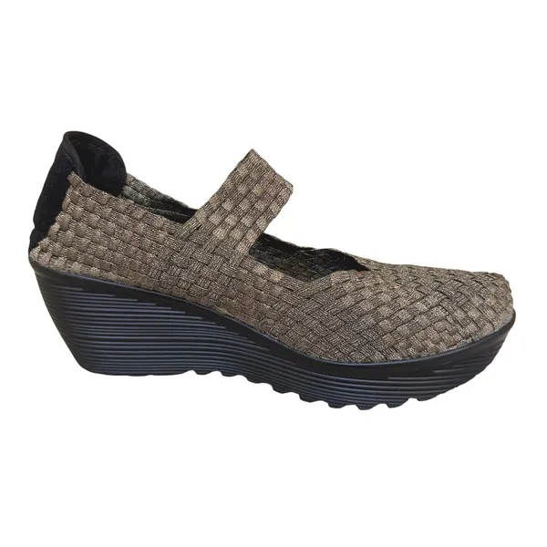St. John's Bay Bronze Metallic Woven Elastic Mary Jane Wedge Shoes Size 10‎ - Image 2