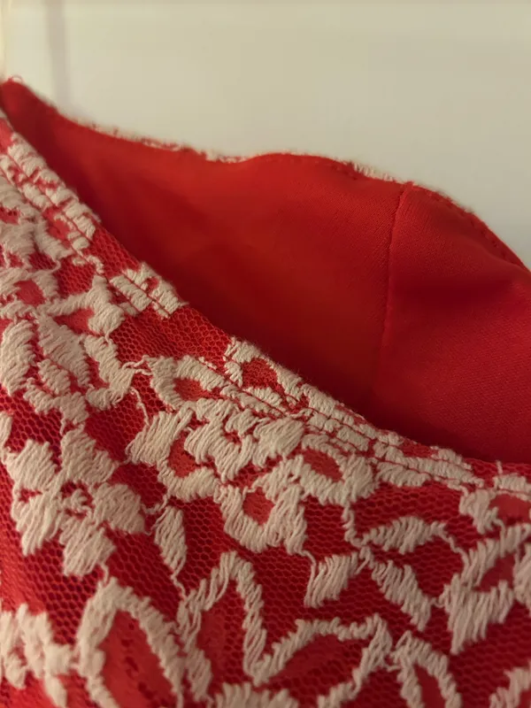 Red and White Alma Be Strapless Dress - Image 6