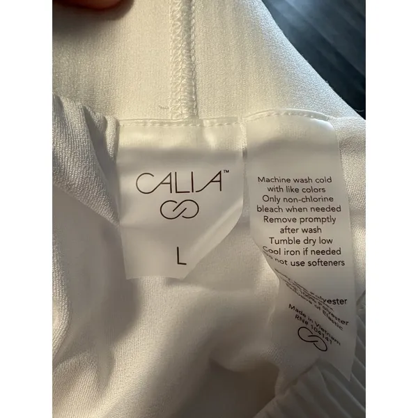 Calia Running Shorts Women Large White Smocked Waist‎ Zipper Pocket Activewear - Image 5