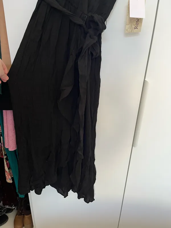 Rewind Dress Black Faux Wrap Dress Linen - Image 2