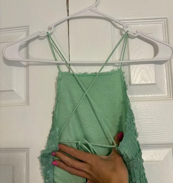 MotelRocks Light Green Sequin Dress Backless - Image 4