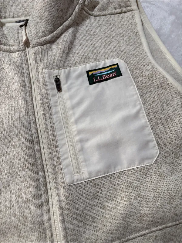 L.L. Bean women's size XL petite Cream Fleece Full-Zip Vest gorp pata - Image 2