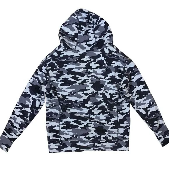 Fabletics Camo Zip Up Hoodie Small Black Gray Full‎ Zip Drawstring Sweatshirt - Image 2