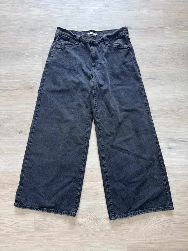 Levi's Black Wide-Leg High-Rise Jeans Vintage Baggy Minimalist Style - Image 2