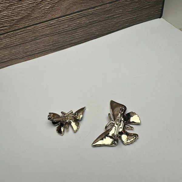 Butterfly Insect Blue Yellow Green Enamel Brooch Pin Gold Tone Set Of 2 - Image 9