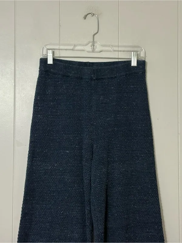 Free People Beach Hailee Knit Pants Blue Wide Leg Lounge Sweater Pants Size S - Image 4