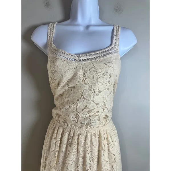 Bar III Womens Ivory Floral Lace Sleeveless Maxi Dress Cream Boho Cottagecore XL - Image 4