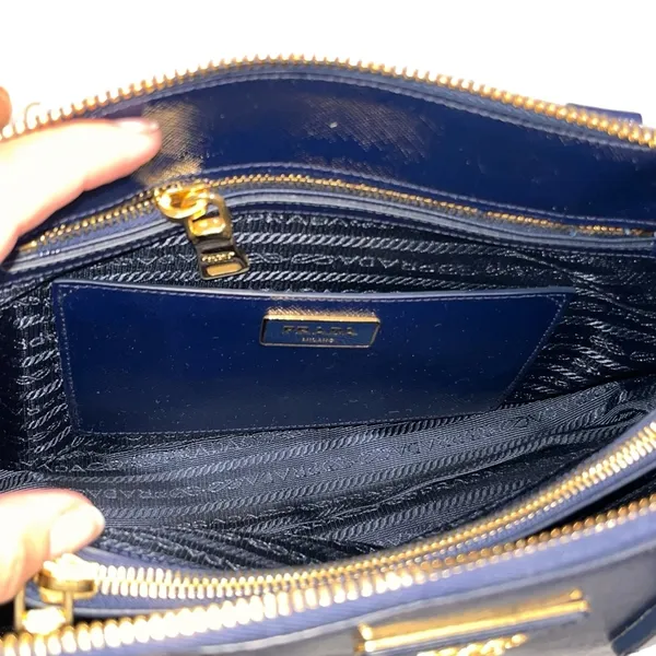 Prada Navy Blue Patent Saffiano Vernice Shoulder Bag Purse - Image 11