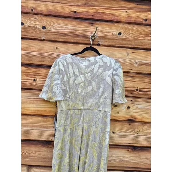NWT Adrianna Papell Foil Leaf Short Sleeve Gown Size 8 - Image 11