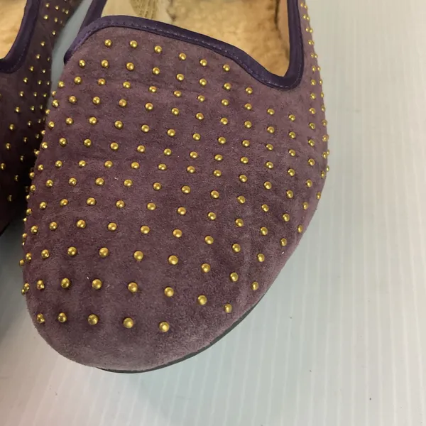 UGG Australia Purple Suede Studded Sheepskin Flats Women’s 6.5 Slip On Loafers - Image 6