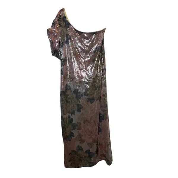 Anthropologie Porridge One Shoulder Floral Sequin Maxi Dress Gown - Image 2