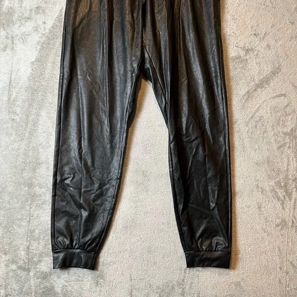 Commando Black Faux Leather Jogger‎ Pants Women's Large Vegan Leather Pull On - Image 7