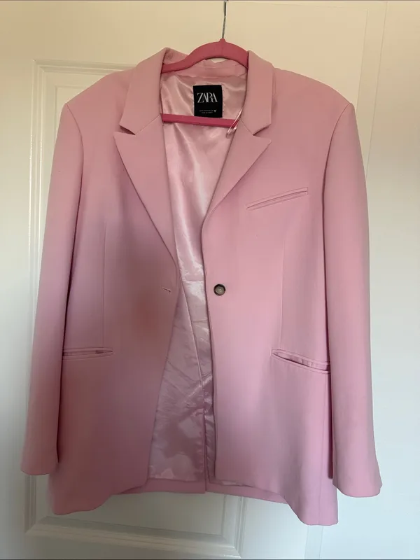 Zara Pastel Pink Single-Button Blazer - Image 2