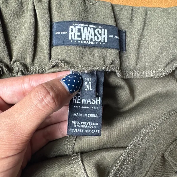 Rewash Olive Green‎ Wide Leg Flare High Waisted Trousers Pants Size M Back - Image 7