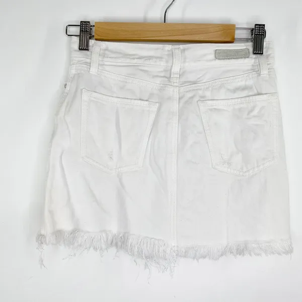 Sanctuary‎ White Denim Frayed Zipper Detail Mini Jean Skirt Womens Size 24 - Image 2
