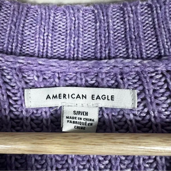 American Eagle Oversized Slouchy Sweater Womens S Purple Knit Cozy Clean Girl - Image 5